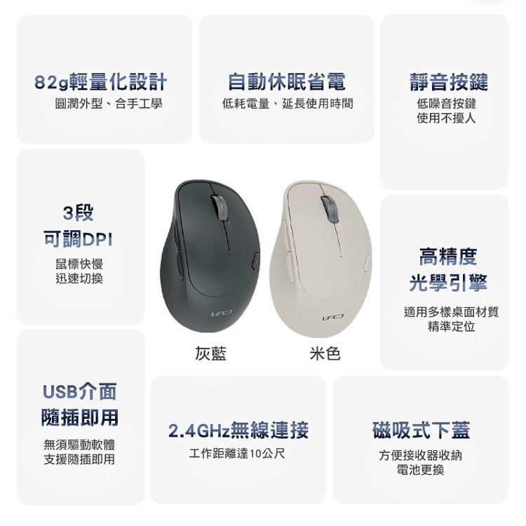 廣鼎飛碟無線靜音滑鼠Q773灰藍MSWQ773BL