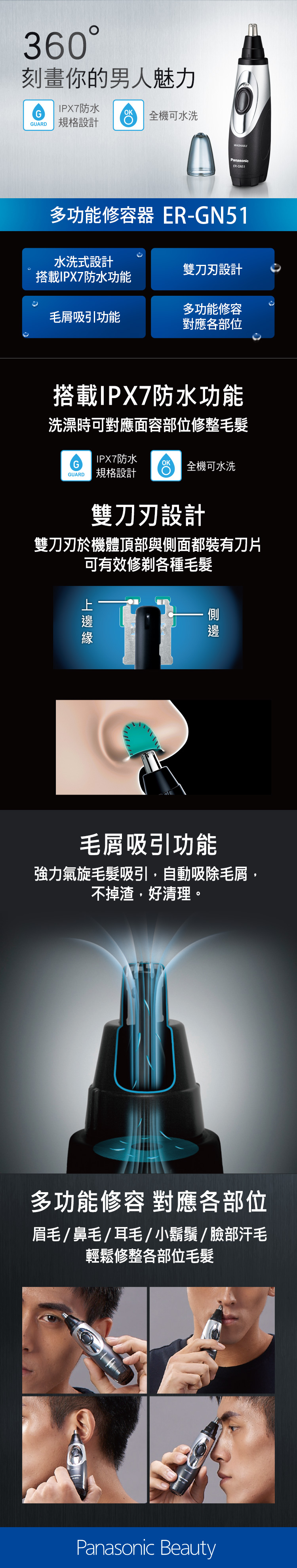 Panasonic多功能修容器ER-GN51-H｜全國電子｜最安心的配送、安裝、服務